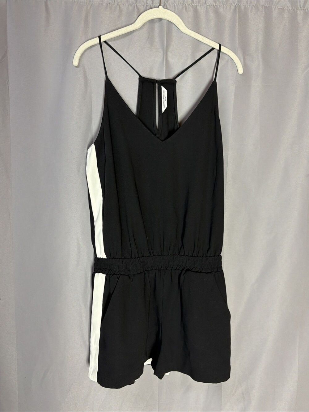 Amanda Uprichard Track Romper in Black Ivory Stripe Women’s Sz X Large XL - Picture 2 of 9